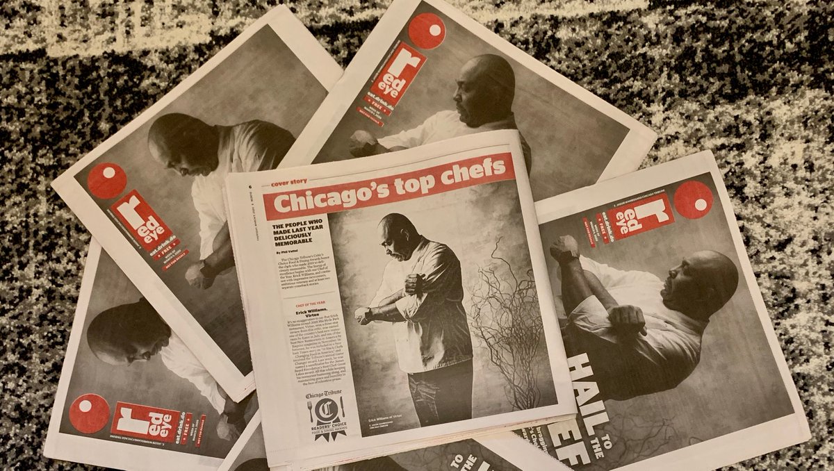 53rdSt's tweet photo. @cheferick  Williams of #hydepark's #virtuerestaurant is front-page news on today's @chicagotribune  @redeyechicago! #chicagotopchef https://t.co/l00JiDBRgR