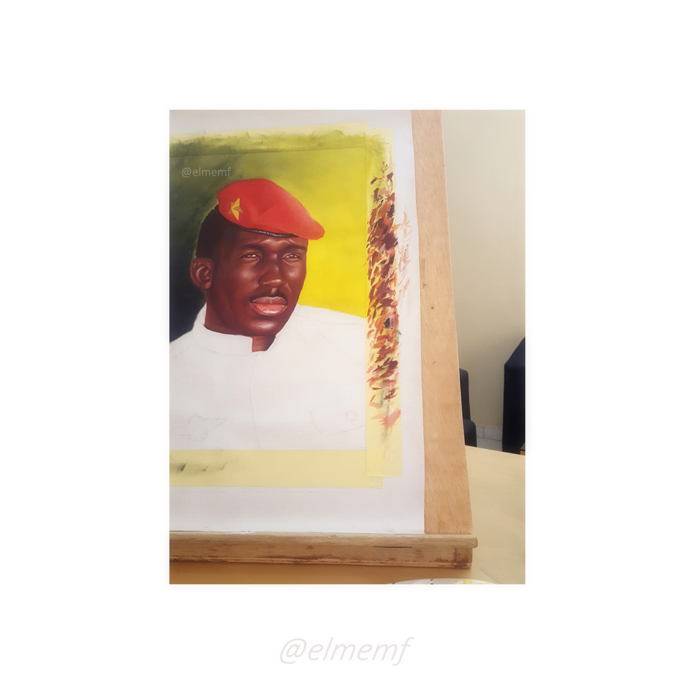 elmemf's tweet photo. Je reprends enfin avec la peinture sur toile pour la réalisation du portrait de notre Capitaine THOMAS SANKARA, après une pause de plus de 5 ans.
--
#el_memf #rbs_crew #niaxëDiarignu #workOnit #thomassankara https://t.co/w0M2eBxgT2