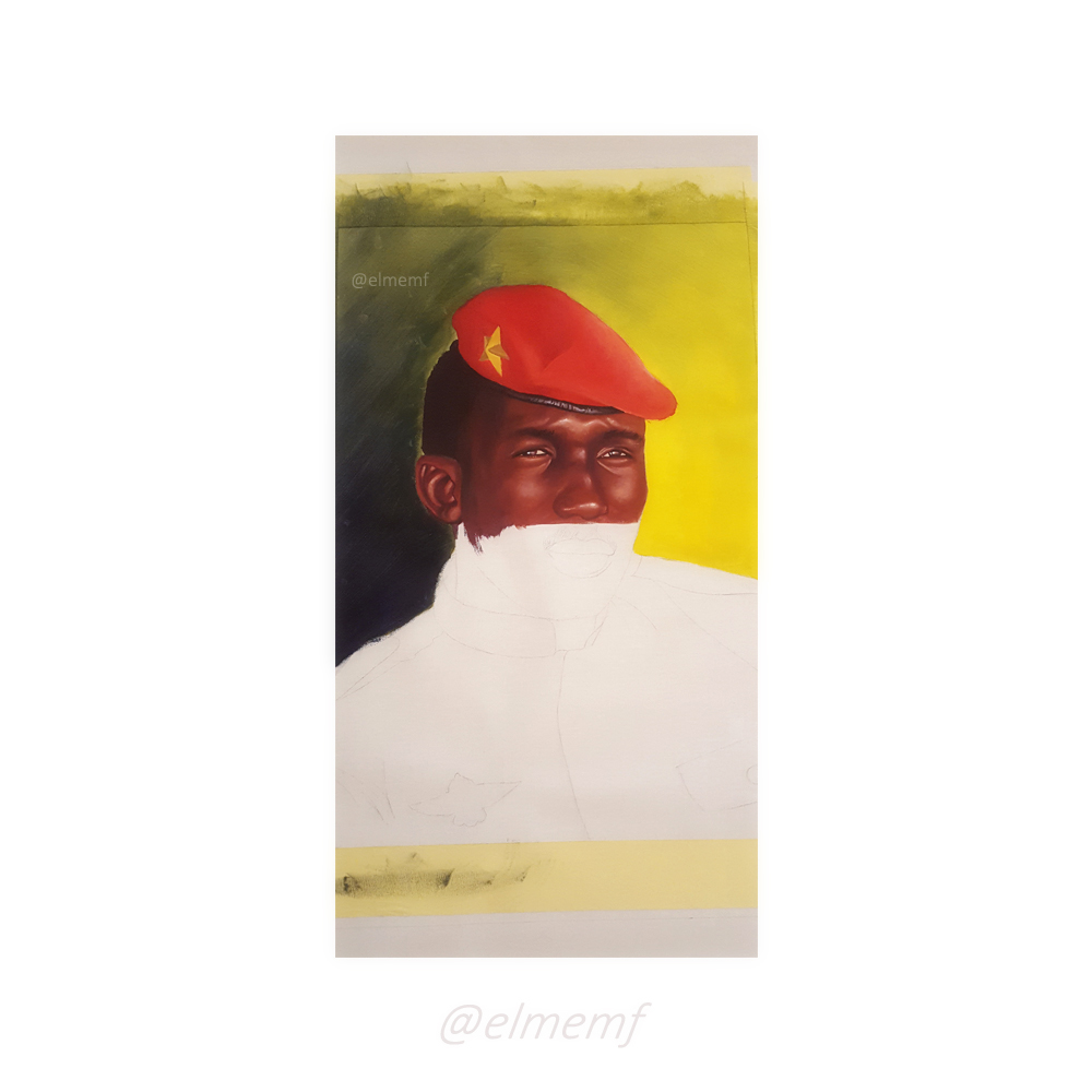 elmemf's tweet photo. Je reprends enfin avec la peinture sur toile pour la réalisation du portrait de notre Capitaine THOMAS SANKARA, après une pause de plus de 5 ans.
--
#el_memf #rbs_crew #niaxëDiarignu #workOnit #thomassankara https://t.co/w0M2eBxgT2