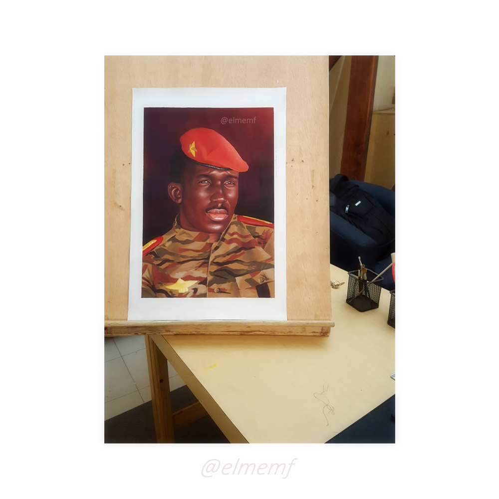 elmemf's tweet photo. Je reprends enfin avec la peinture sur toile pour la réalisation du portrait de notre Capitaine THOMAS SANKARA, après une pause de plus de 5 ans.
--
#el_memf #rbs_crew #niaxëDiarignu #workOnit #thomassankara https://t.co/w0M2eBxgT2