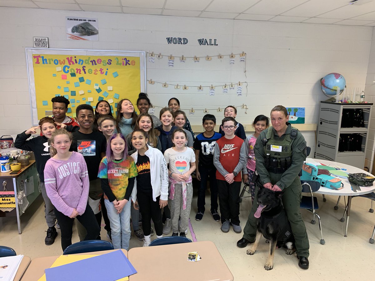 Celebrating Dr. Seuss with two guest readers. Thank you to Officer Snook and K-9 Basilone! We had so many questions and even got to see Sheriff K9 Basilone use his nose to search out his favorite toy. What a way to start off our week!