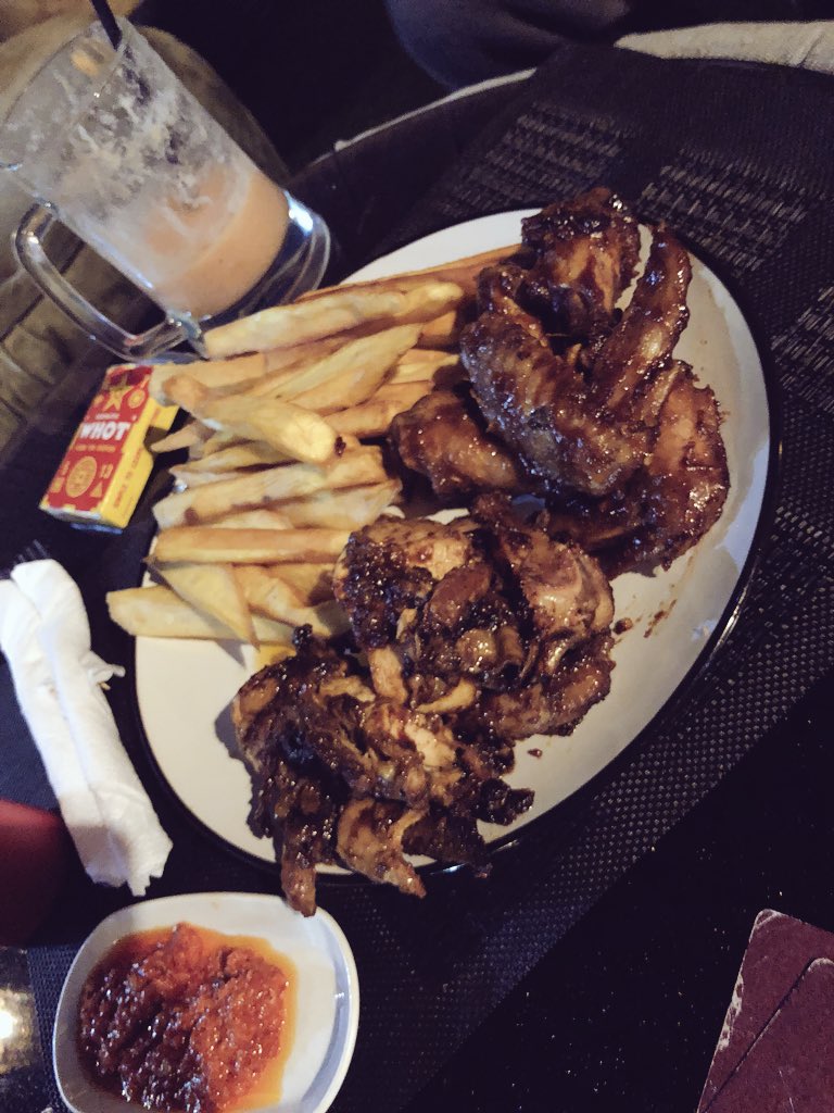 Keje Grill Wuse 2 Chicken wings + 1/4 chicken special + sweet potato friesI shared this with someone else, it was more than enough. Chicken - DELICIOUS. I prefer the chicken wings tho, maybe because i always have the 1/4 special. Bill - N3000