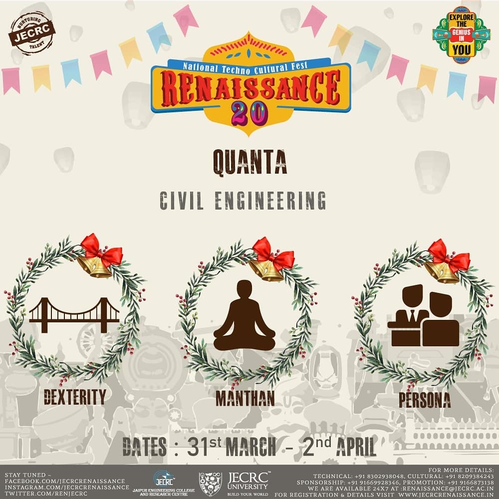 jecrcuniversity's tweet photo. #ren20 #ExploreTheGeniusInYou #BackWithTheClap #NurturingTalent #BuildYourWorld #20YearsYoung #TomorrowIsNow #LifeAtJECRC #TeamJECRC #CollegeFest https://t.co/julDBj1pXj