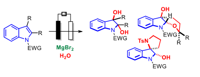 AdvSynthCatal's tweet photo. Just accepted by Vincent and coworkers: #Electrochemical dearomative #dihydroxylation and #hydroxycyclization of #indoles https://t.co/NbmusXwzmT https://t.co/k8aOPYxltH