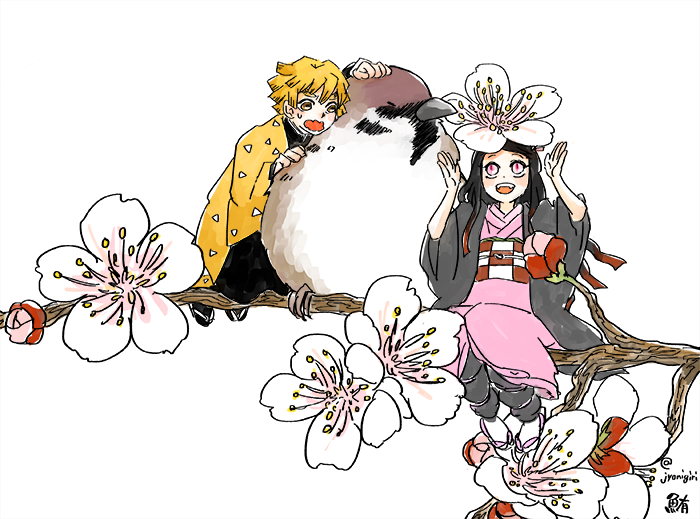 禰豆子 ちゅんちゅん っあ ー ずるいぞチュン太郎 俺がねずこちゃんにお花乗せたかっ 鮪 原稿やるぜのイラスト