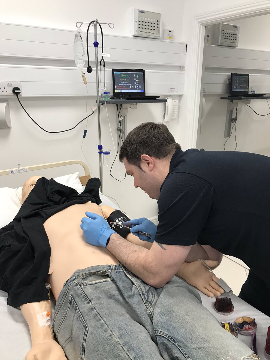 KarlP_Kp's tweet photo. Preparing moulage for Mr. Watson. Great support from Technician @AdamRoche7 @RCSIsimulation on  #MASCOT2 @COAIrl @CaiCast https://t.co/49tIMLVCwE