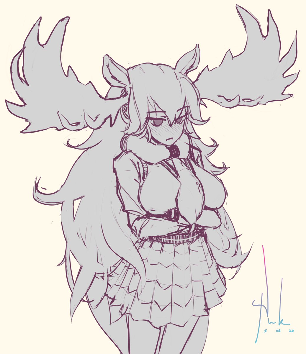 ʉ Soz No Va11 Today Hope You Enjoy The Moose Waifus Of Which The World Needs More Anime Kemonofriends Kemono Friends Moose ヘラジカ けものフレンズ けもフレ 女の子 なにこれかわいい イラスト イラストレーター 箆鹿