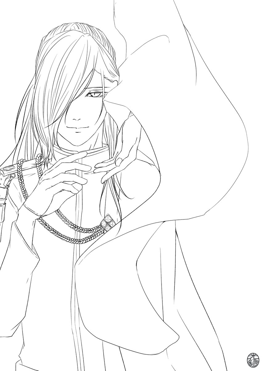 刀剣乱舞 線画を置いといたらフォロワーさんが塗ってくれるかもしれない 多分青江なら塗り 光鶴 春ｺﾐお疲れ様でしたのイラスト