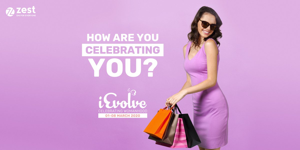 ZestMoney's tweet photo. You don't need a reason to celebrate you, but we're giving you the perfect way to do it. With the ZestMoney #IEvolve sale, all women shoppers can get up to Rs. 1,500 cashback on purchases above Rs. 3,000! 

It's time for some retail therapy 🛍
#EMIForEveryone https://t.co/qb9hiiQ2fy