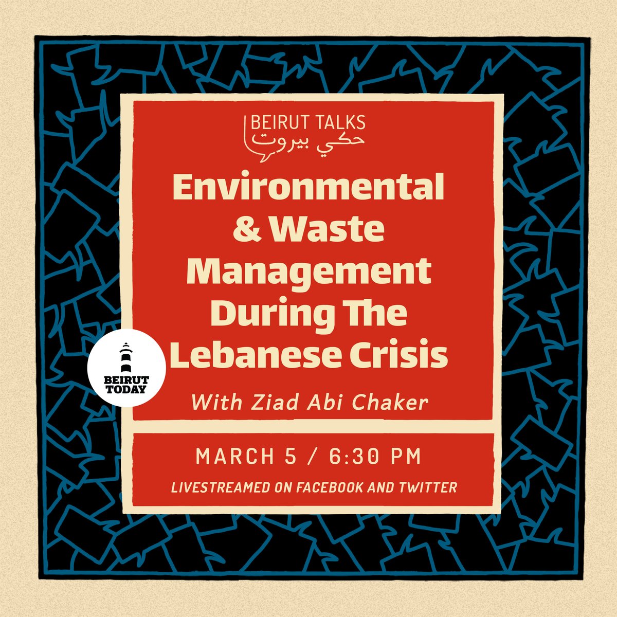 Don't forget to tune in tonight at 6:30 pm for our discussion with Ziad Abi Chaker. If you have any questions for <a href="/Ziad_AC/">Ziad Abichaker</a>, reply to this tweet.

النقاش مع زياد أبي شاكر ببلّش الليلة عل 6.30. شاركونا بأسئلتكم من خلال الرد على هيدي التغريدة!