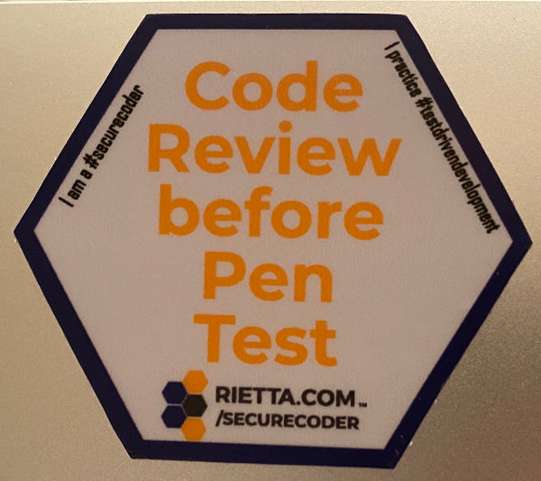 frankrietta's tweet image. I&apos;m speaking at #snowfroc today in Denver and I&apos;ve got stickers! Say hi today if you want one. @riettainc is proud to champion a #securecoder movement. Code Review before Pen Tests!  Always be learning.