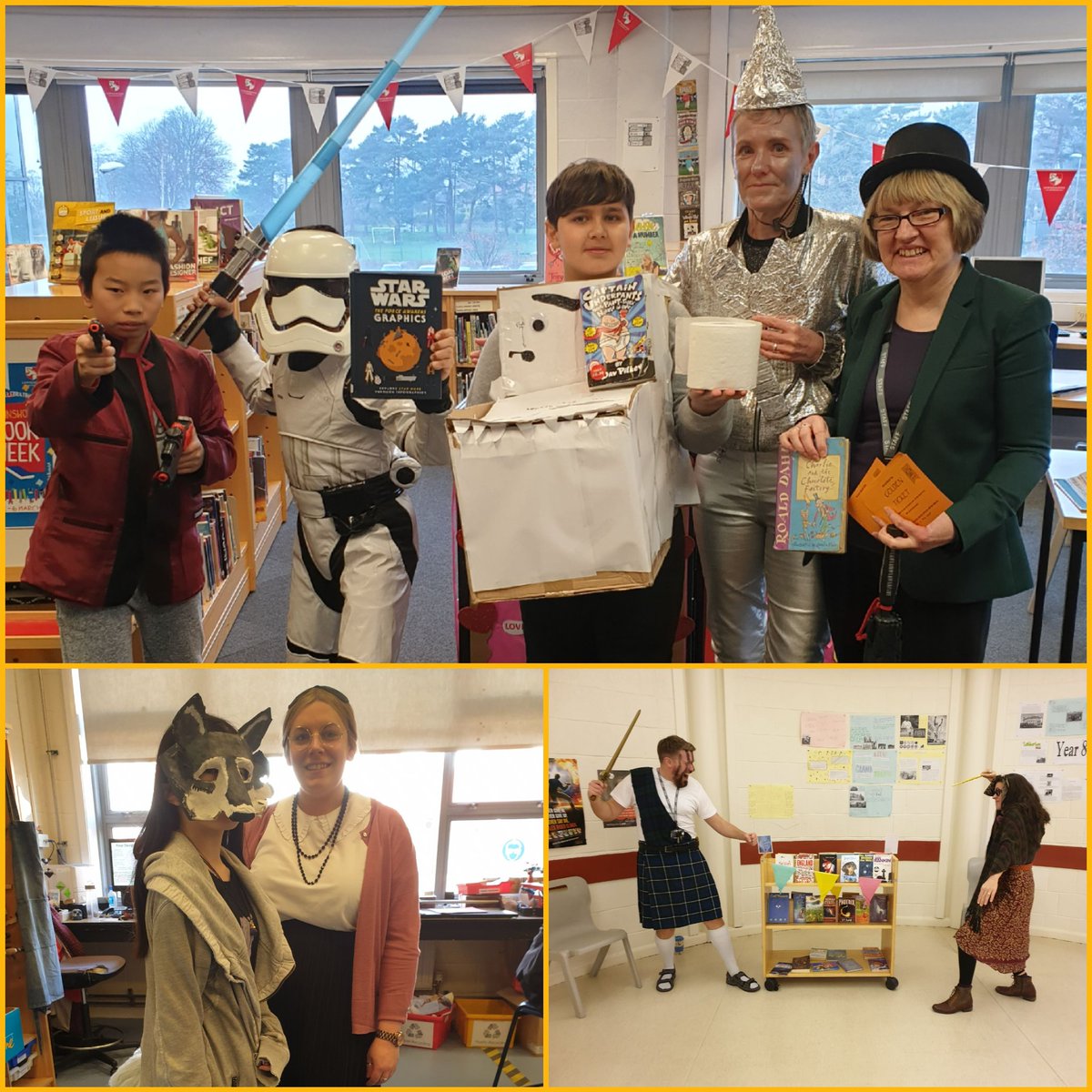 Some wonderful book characters in school today - Arthur Dent, Pippi Longstocking, Macbeth, Rapunzel, Gangsta Granny, Cruella de Ville &amp; assorted dalmatians &amp; many others - well done everyone 📚 #WorldBookDay2020 #WORDS #LawnswoodLovesReading #communication
