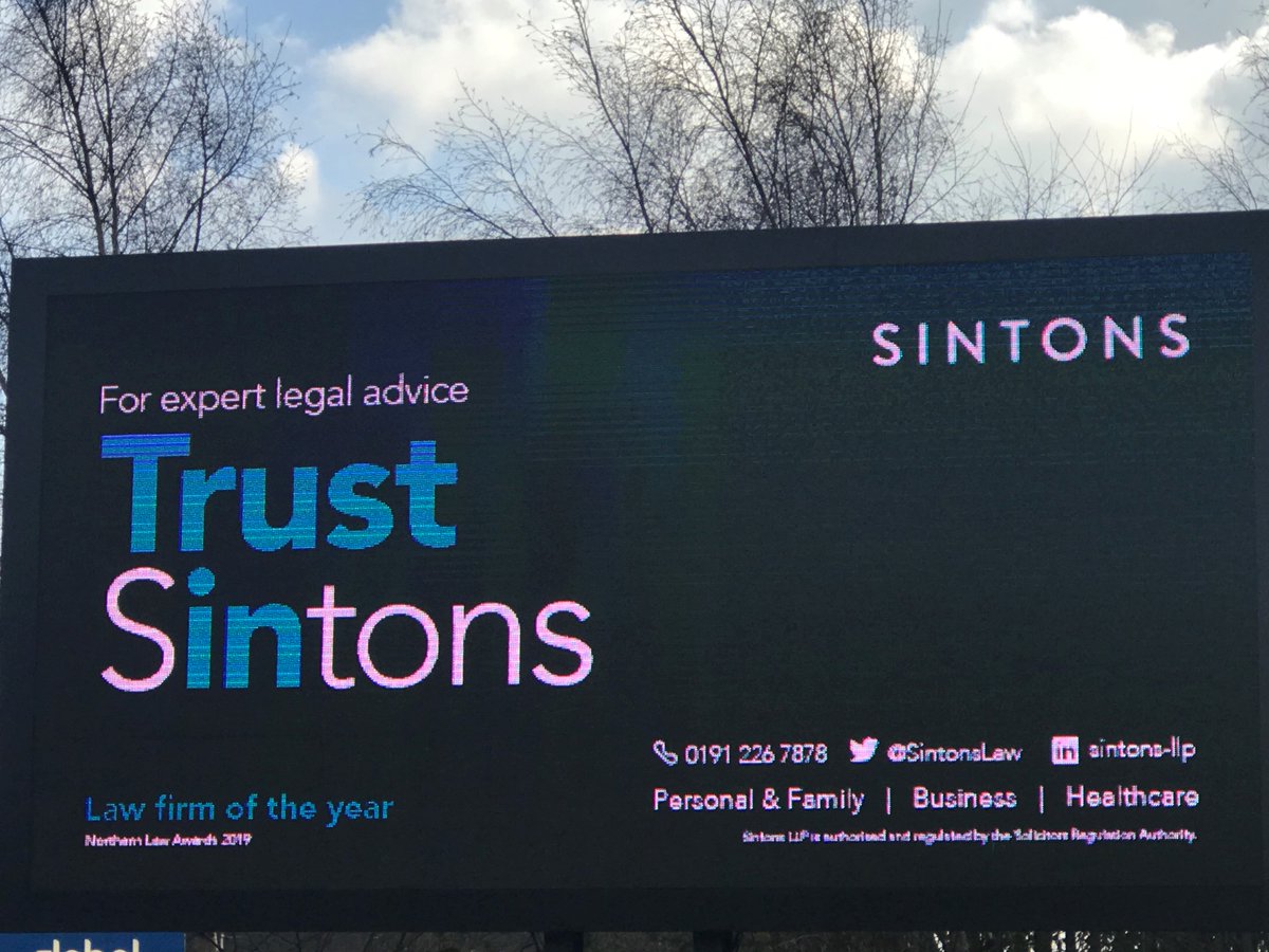 Our fantastic new branding on display all throughout March <a href="/SintonsLaw/">Sintons LLP</a> <a href="/SHA_Advertising/">SHA.</a> <a href="/SD_Advertising/">SDAdvertising</a> <a href="/Peter1Jennings/">Peter Jennings</a> #outdoor #advertising #scotswoodroad #TrustinSintons
