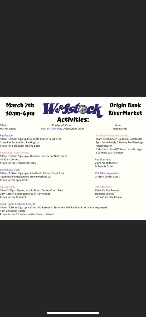 downtownmonroe's tweet photo. Here is our Lineup for Woofstock this Saturday! See y’all there!! #Woofstock2020 #DoItInDoMo https://t.co/eaeSwqON4v