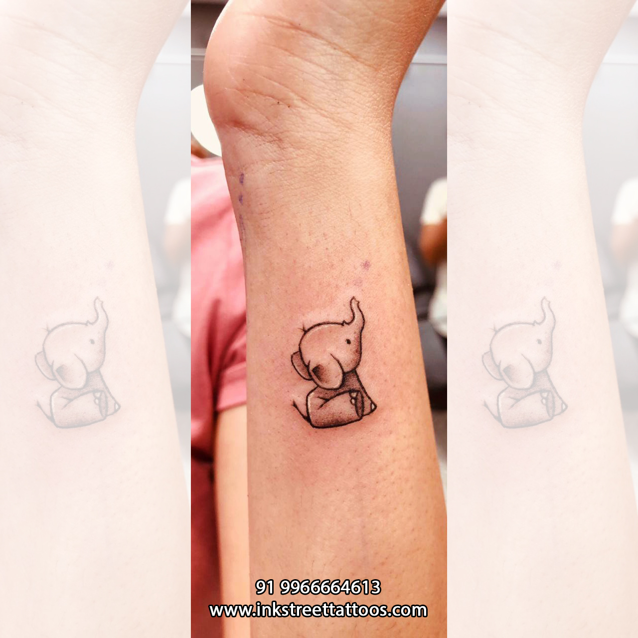 Little Lucky Elephant Temporary Tattoo - Set of 3 – Tatteco
