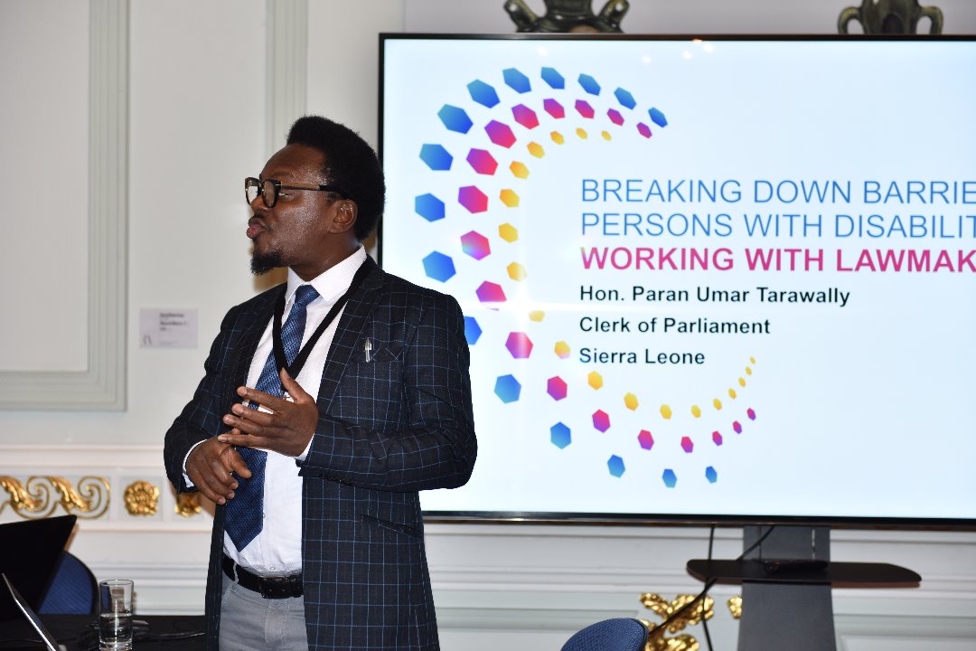 Clerk, Parliament of Sierra Leone🇸🇱 (@clerkposl) on Twitter photo Today, I had the opportunity to share the effort of the <a href="/parl_sl/">parliament.gov.sl</a> at the #CP4D conference on how we are breaking down barriers for #PWDs .
Very soon our well and other areas will be physically accessible.
<a href="/WFD_SierraLeone/">WFD Sierra Leone</a> <a href="/WFD_Democracy/">Westminster Foundation for Democracy (WFD)</a> <a href="/DisabilityGovUK/">Disability Unit</a> <a href="/smustardbhc/">Simon Mustard</a> Today, I had the opportunity to share the effort of the <a href="/parl_sl/">parliament.gov.sl</a> at the #CP4D conference on how we are breaking down barriers for #PWDs .
Very soon our well and other areas will be physically accessible.
<a href="/WFD_SierraLeone/">WFD Sierra Leone</a> <a href="/WFD_Democracy/">Westminster Foundation for Democracy (WFD)</a> <a href="/DisabilityGovUK/">Disability Unit</a> <a href="/smustardbhc/">Simon Mustard</a>