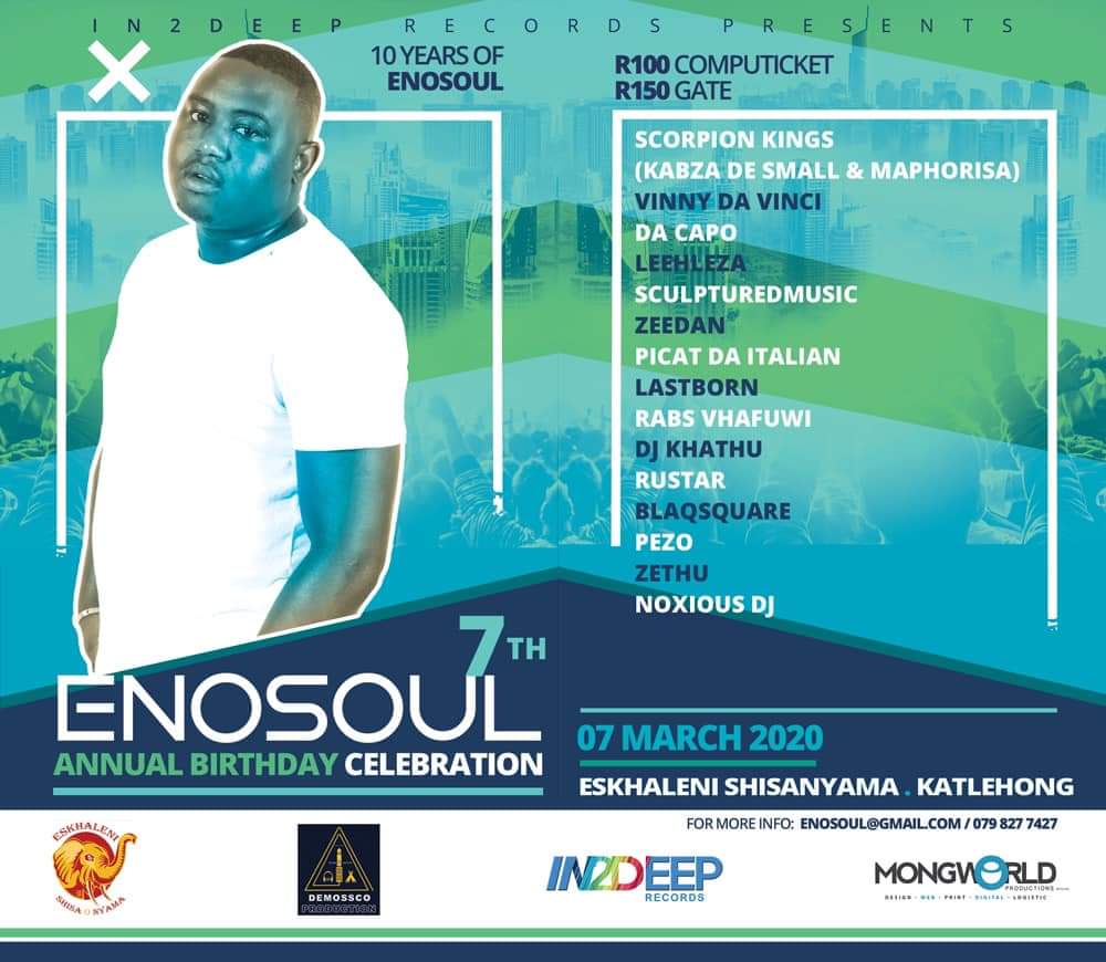 lloydmlodi's tweet photo. #Areng with
@EnosoulIn2Deep #Enosoul7thAnnualBirthdayCelebration

#Date: Saturday 07 March 2020
#venue: @eskhalenishisanyama
#Damage: R100 @computicket &amp; R150 at gate https://t.co/hh7BGGZulH