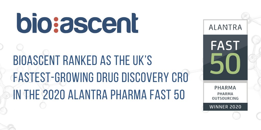 BioAscent's tweet photo. BioAscent recognised as UK’s fastest-growing discovery CRO in Alantra’s Pharma Fast 50. BioAscent topped the outsourcing category, ranking third overall. Thank you to our customers and partners for helping us on our journey. 
https://t.co/a0se7esEmr

#pharmafast50 https://t.co/kX4XKOFFCY