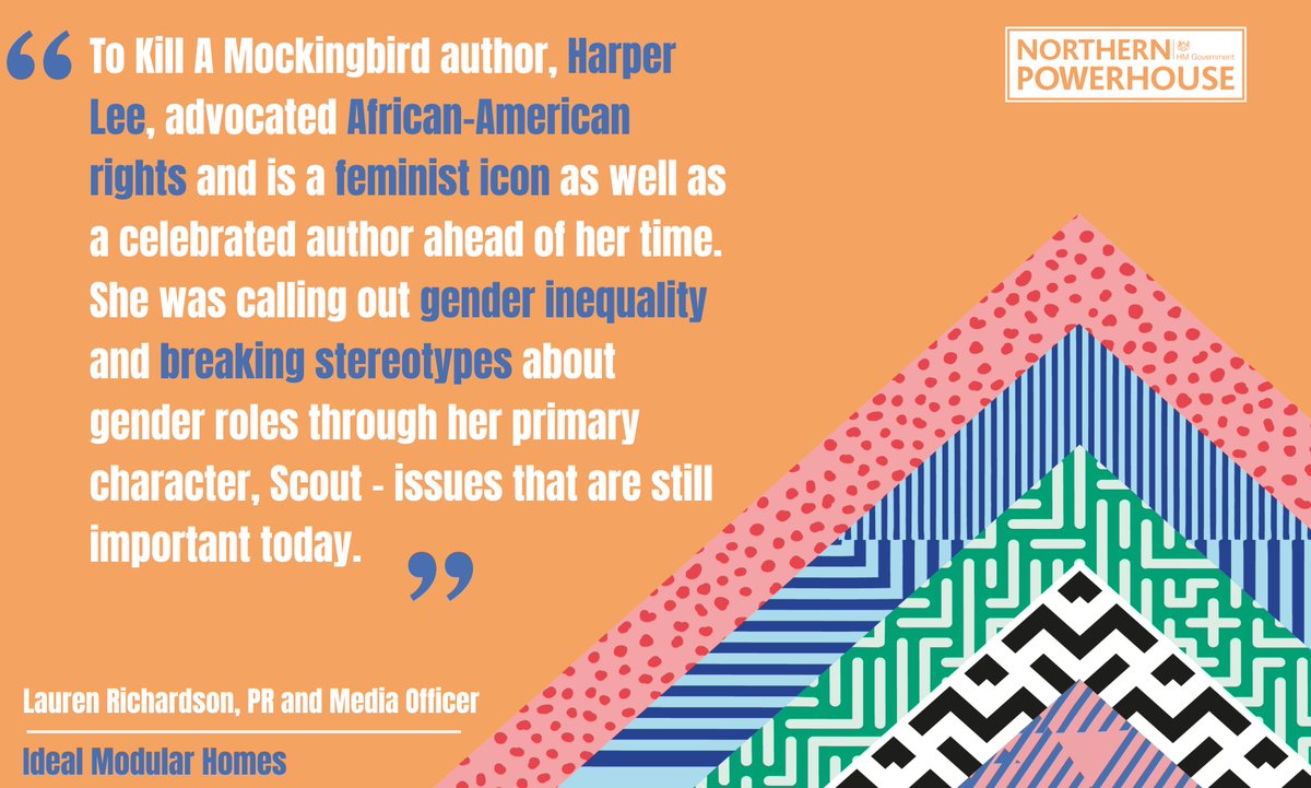 NPHinfo's tweet photo. Lauren from @Idealmodular also chose Harper Lee as #AWomanWhoInspiresMe because of her role in advocating human rights as well as breaking stereotypes and gender inequality through her literature. #NorthernPowerhouse #NPHpartner https://t.co/7sCg27bHT6