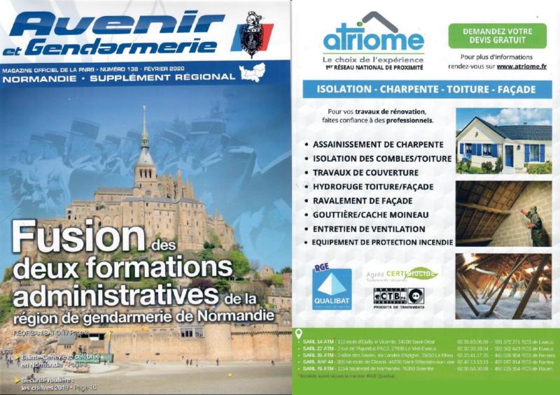 Publicité des sociétés Atriome dans le magazine N°138 de la fédération nationale des retraités de la gendarmerie - FNRG de la région Normandie. Mise en avant de nos prestations de rénovation.
 #Construction #evreux #gendarmerie #bois #renovation #Energie