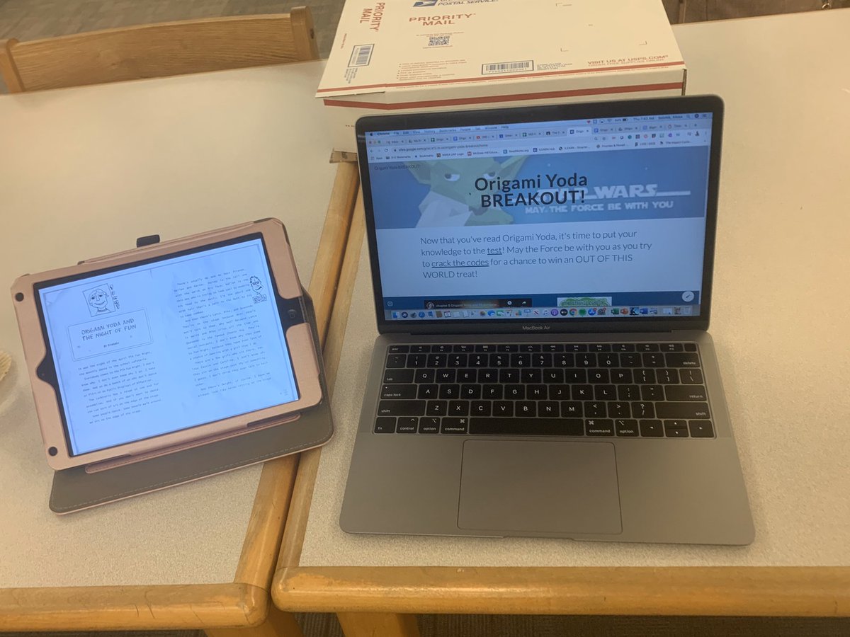 MissSolchik's tweet photo. Today was our final #OrigamiYoda book club! Students put their knowledge to the test with a #digitalbreakout and a chance to win an “out of this world” prize. Thanks for organizing book clubs, @wayne5th ! #proud2bMIS https://t.co/mtkdpnNBpK