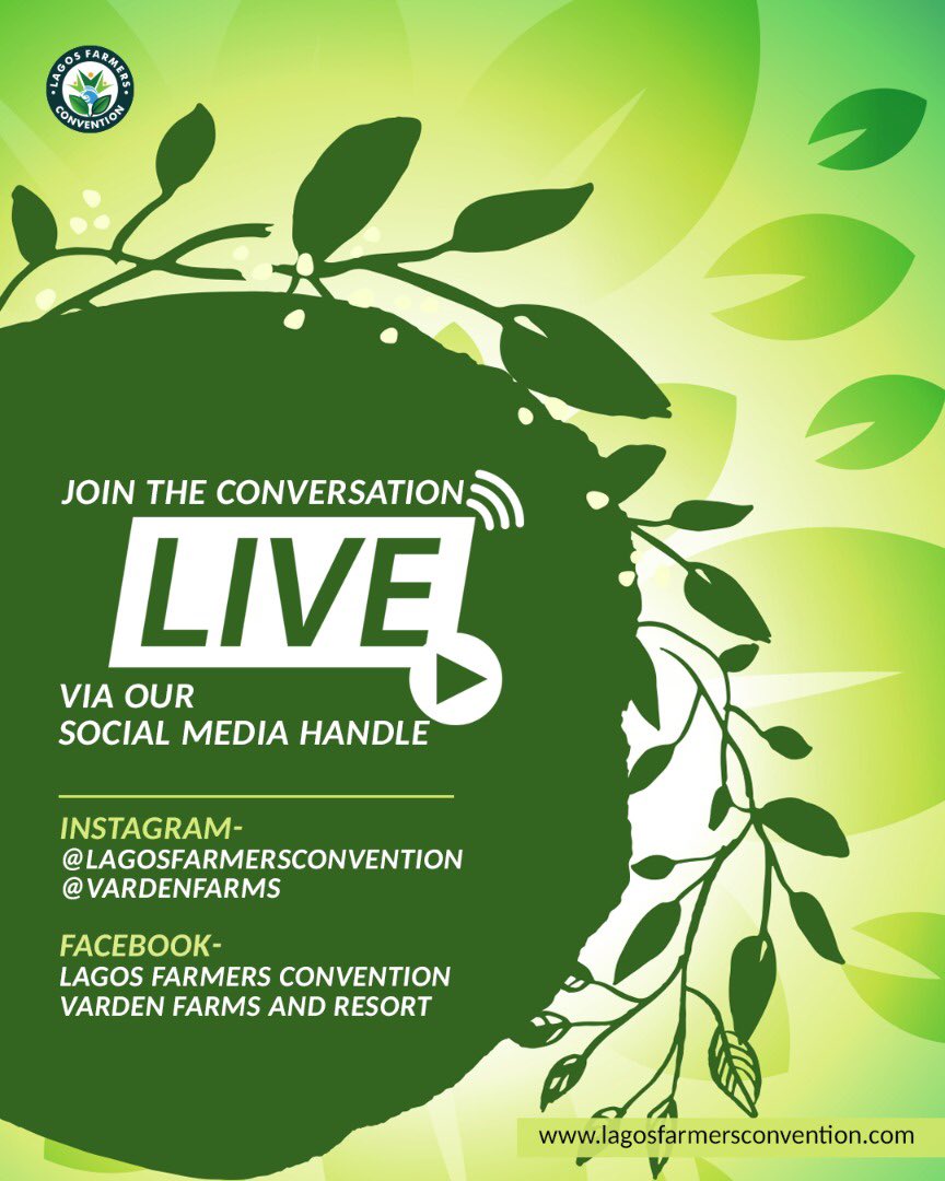 Join us on our live stream for the Lagos Farmers Convention 2020.
:
Details are in the image above.