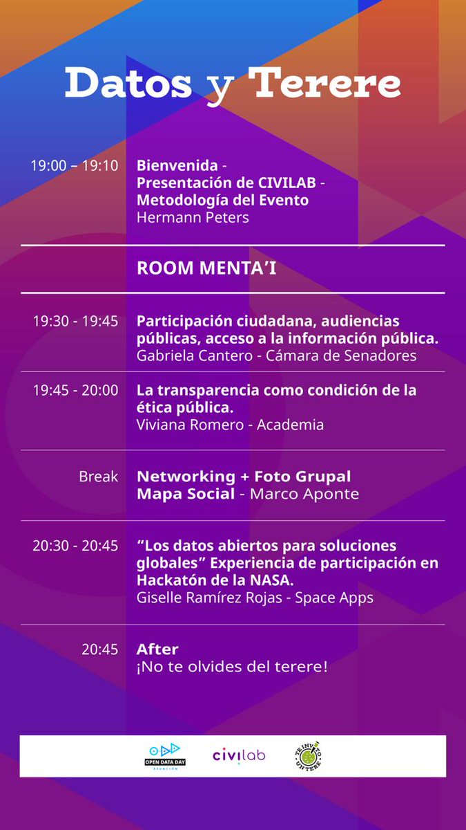AngelaOlmedo_'s tweet image. Esta noche con @civilab_social  @TeInvitoUnTere en el #OpenDataDay - Paraguay 2020 para compartir datos abiertos 🙌

#OpenDataDay2020 #Civilab #TeInvitoUnTere #MapaSocial #Paraguay