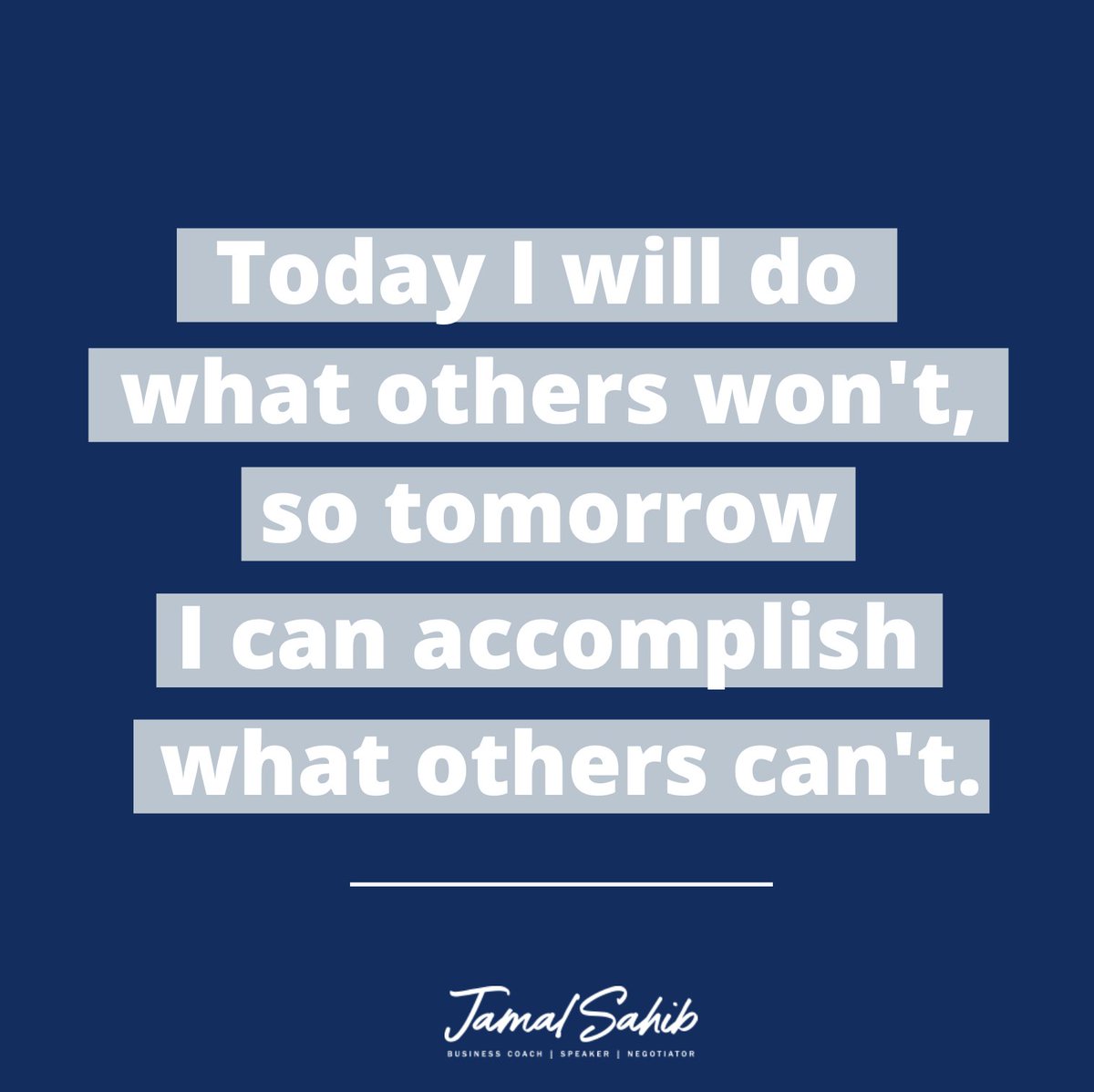 Hard work beats talent when talent fails to work hard. #BusinessMotivation #CoachJS

jamalsahib.com