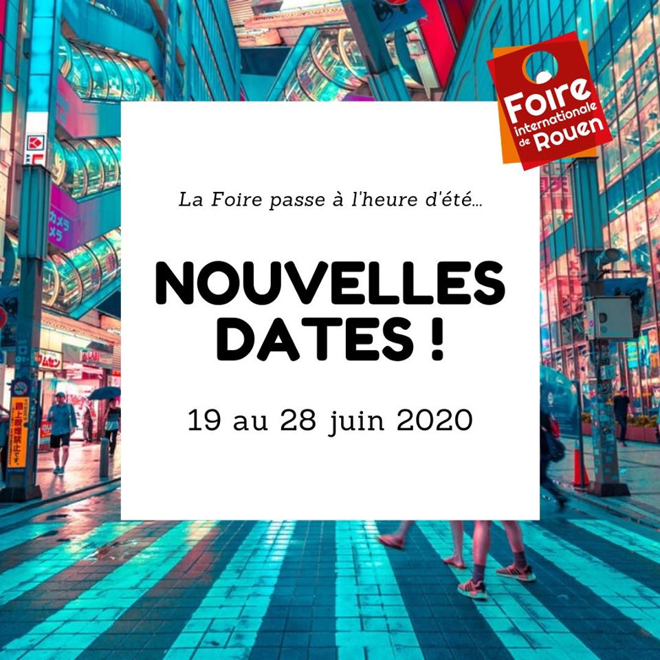 Suite aux mesures édictées par l’Etat concernant la lutte contre l’épidémie du Coronavirus, nous vous informons que la Foire Internationale de Rouen passe à l’heure d’été et sera organisée du 19 au 28 juin au #parcexporouen ⏰

#foirerouen #report #nouvellesdates