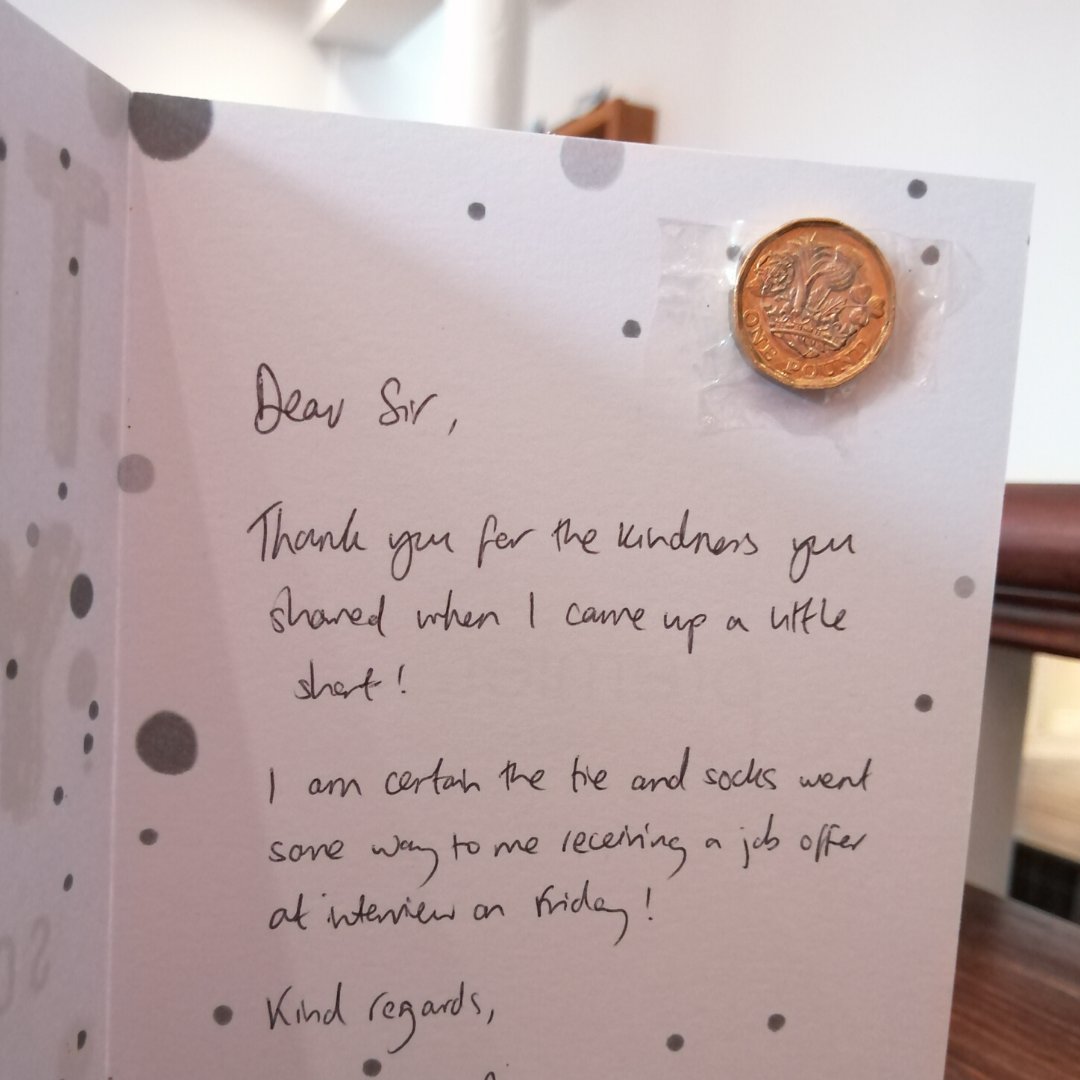 dapperfoxonline's tweet photo. Suit shops don't have to be stuffy and formal to show good customer service. Show a little kindness and it may just get returned to you. Congratulations on the job offer! #burystedmunds https://t.co/55VfFBv4eU