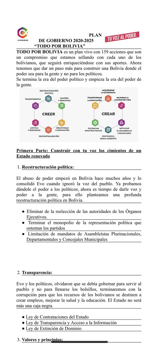GiaRoseSallese's tweet image. #Resumen Plan De Gobierno #TodosPorBolivia #CreemosBolivia @LuisFerCamachoV @Marco_Pumari_A @creemosJUVENTUD @CreemosBolivia @CreemosMujer @Creemos12 @SoyEvelinS @JFabianGuillen @jorgito_0077 @IsaSarAlvarez @KatyGIVENCHYGDB @Lios181 @Palob15 @AlisonVelarde1 @RubyJimena1 @GoniCab
