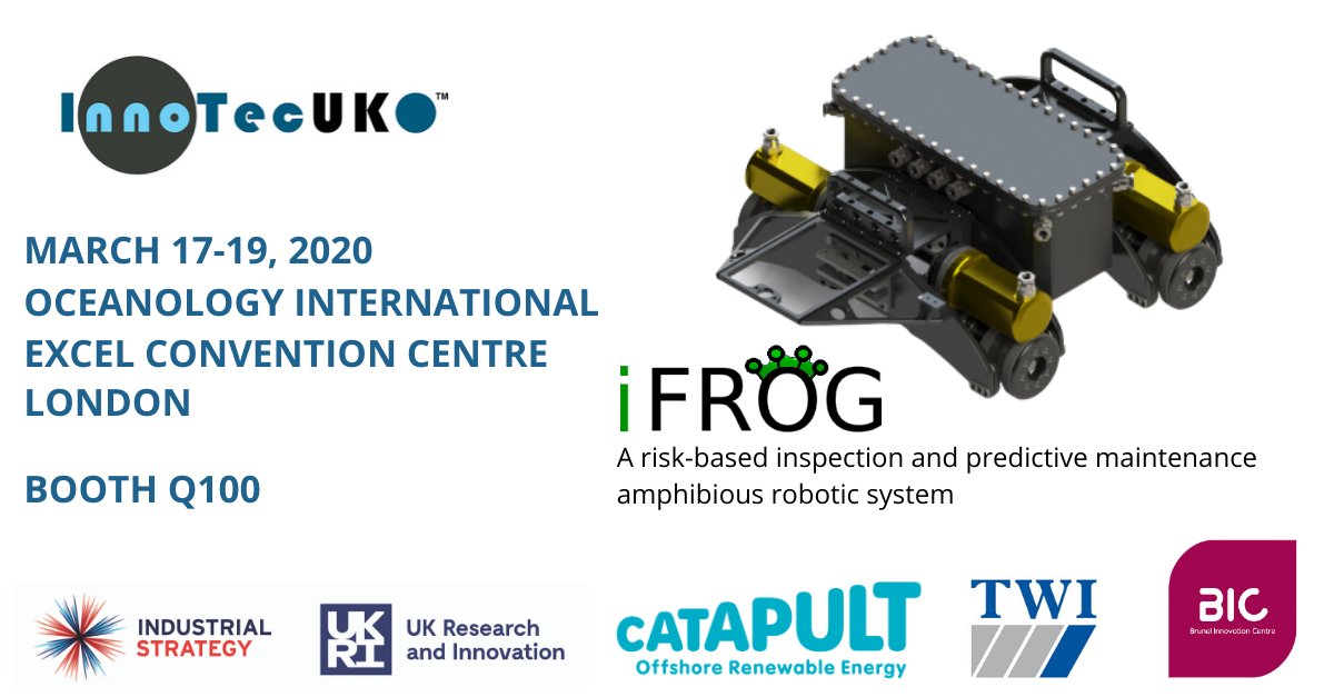 InnoTecUK's tweet photo. Meet us at @OceanologyIntl at #Excel #London on 17-19 March 2020 and learn how our #iFrog #robot can revolutionise maintenance and inspection within #windenergy sector
#robotics #technology #innovation #offshore #renewable #energy https://t.co/GK2vq97iyE