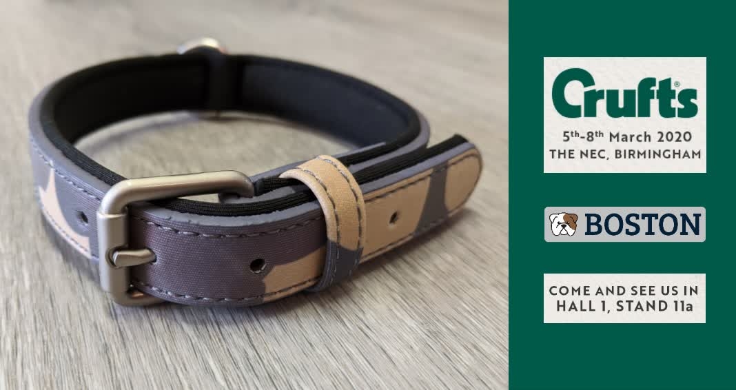Brand new for #crufts2020! the Boston Pet hi-vis camo collar, stop by stand 11a in Hall 1 to see them in action.

#crufts