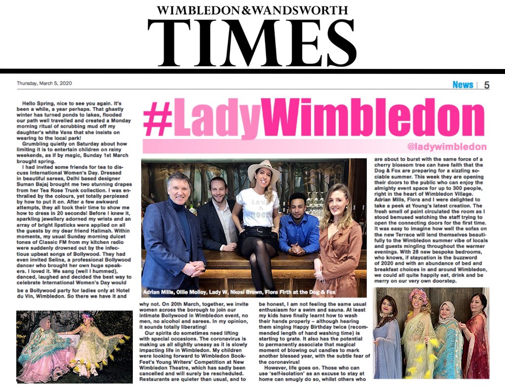 ladywimbledon's tweet photo. From @TheDogAndFox’s new event space to #Wimbledon’s Bollywood night https://t.co/7CDu17h3Oq https://t.co/xusmkD6AdO
