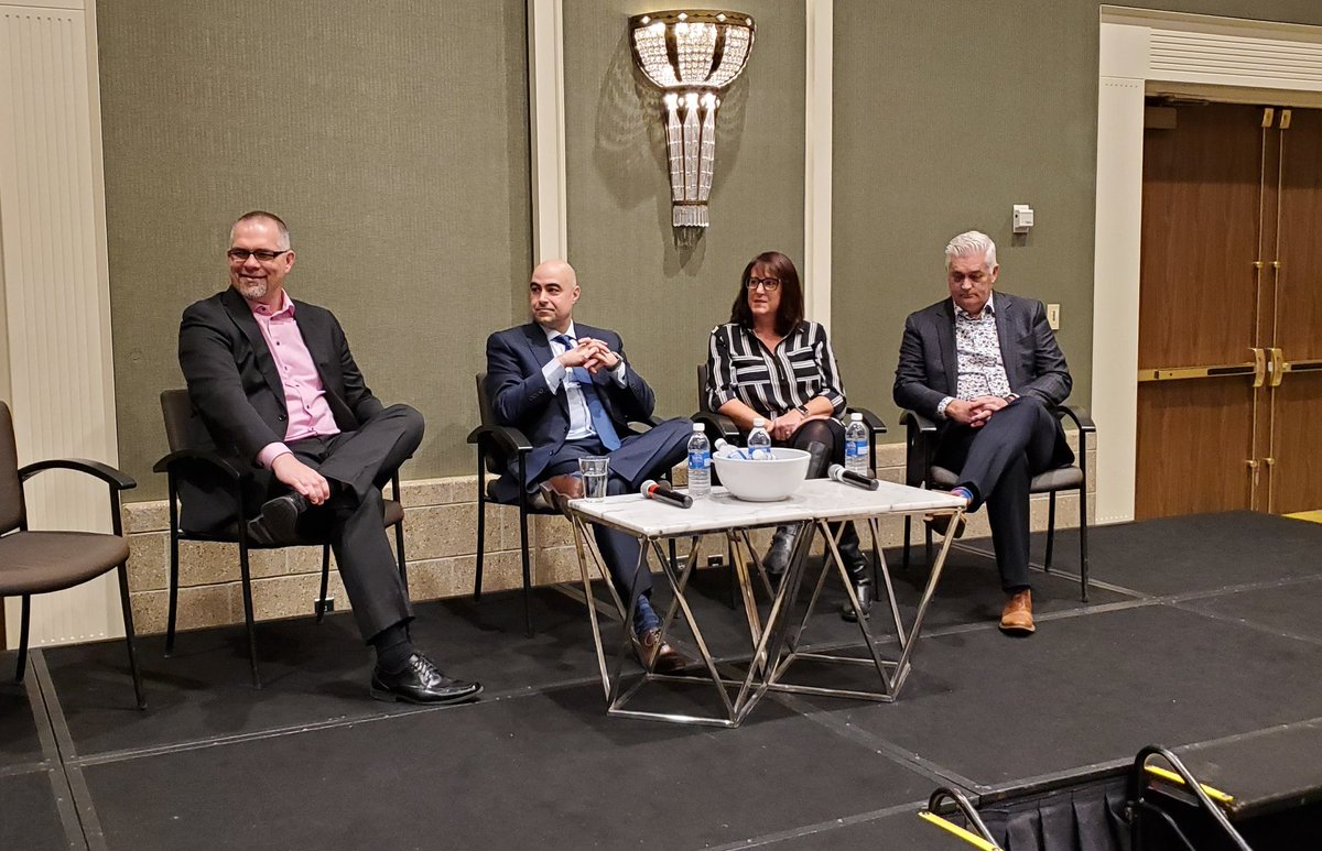 Our esteemed panel for our Speakers Breakfast - Rob Wesseling, CEO @The_Cooperators, Danny Da Costa, SVP Ontario <a href="/IntactInsurance/">Intact Insurance Canada</a>, Lorri Frederick, President ClaimsPro Inc., &amp; Burke Neale, CEO <a href="/McFarlanRowland/">McFarlan Rowlands</a> #swobreakfast