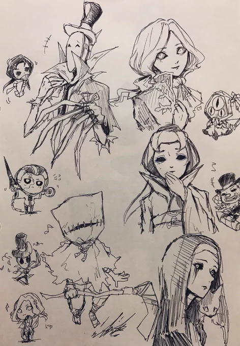 ボールペン一発描きで遊びました、ハンターズ(全員ではありません)
個人的にはリッパー気に入ってる!!✨✨(*`ω`*) 