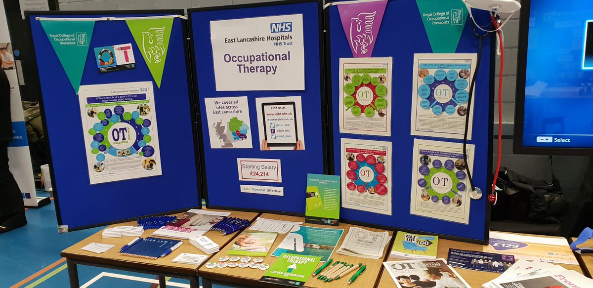 ELHT_AHPs's tweet photo. Therapies involved in Careers Event at Nelson &amp; Colne College. Fantastic Event! #careers @NelsonColneColl https://t.co/ly6tgl445h