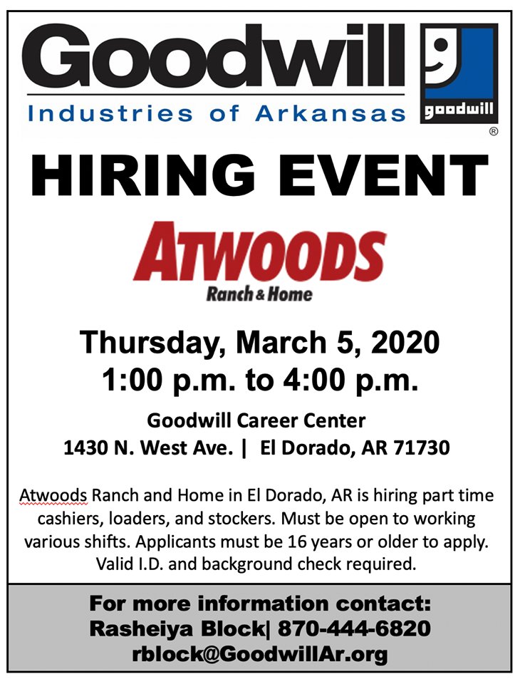 Goodwill Arkansas on Twitter "We have hiring events GALORE happening