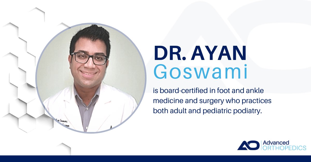 Dr. Ayan Goswami is board-certified in foot and ankle medicine and surgery with a patient-centric approach that focuses on treatment based on the individuality of the patient. Learn more about the doctor at bit.ly/2VgI8Fq. #podiatrist #footandankle