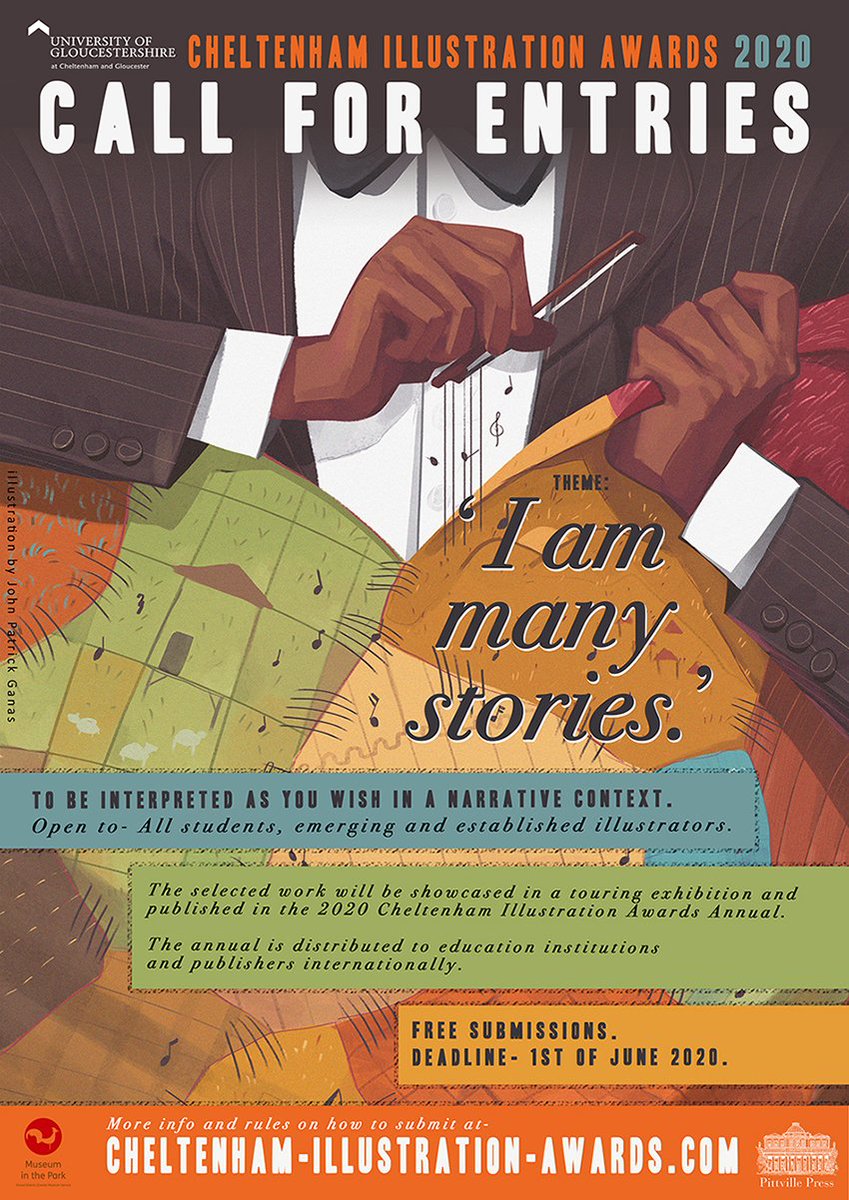 PittvillePress's tweet photo. It's time!

Time for the launch of the 2020 Cheltenham Illustration Awards.

We are pleased to announce the 2020 theme will be: I am Many Stories.

Please see the new poster below and feel free to print/ share it about. Can't wait to see what you do!
#CIA20 #illustrationawards https://t.co/i9rkW0fudr