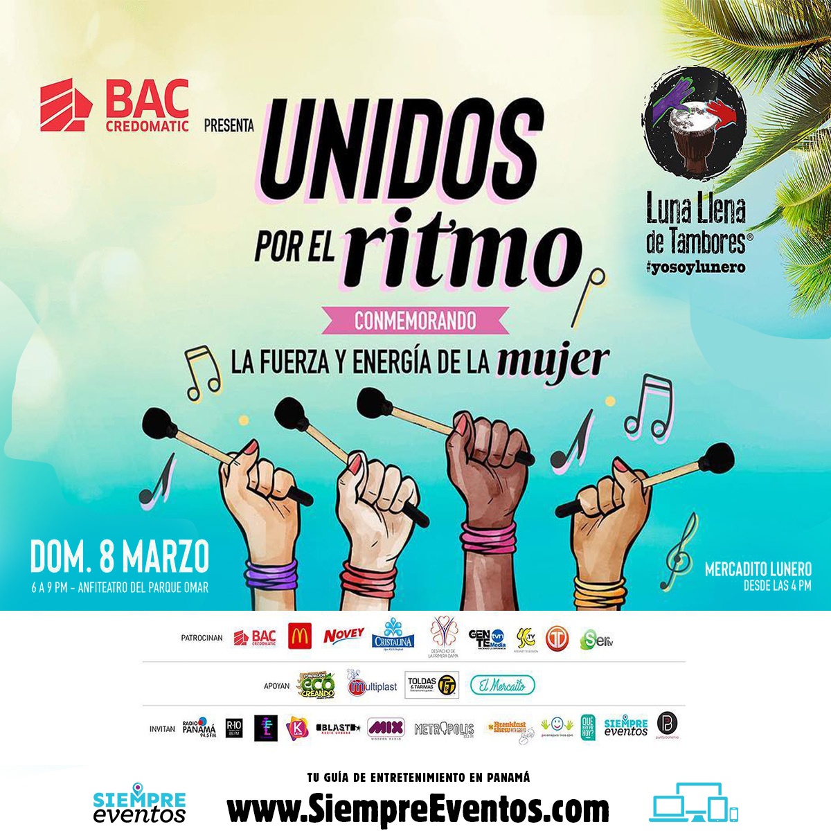 ¡¡Ya llegó la Luna Llena de Tambores, El Festival de la Familia!! En Día Internacional de la mujer.

Gratis y para toda la familia. 
.
<a href="/LunaDeTambores/">LunaLlenaDeTambores</a> 
.
Más detalles en nuestra página web: siempreeventos.com/es
.
.
#yosoylunero #elfestivaldelafamilia#lunallenadetambores