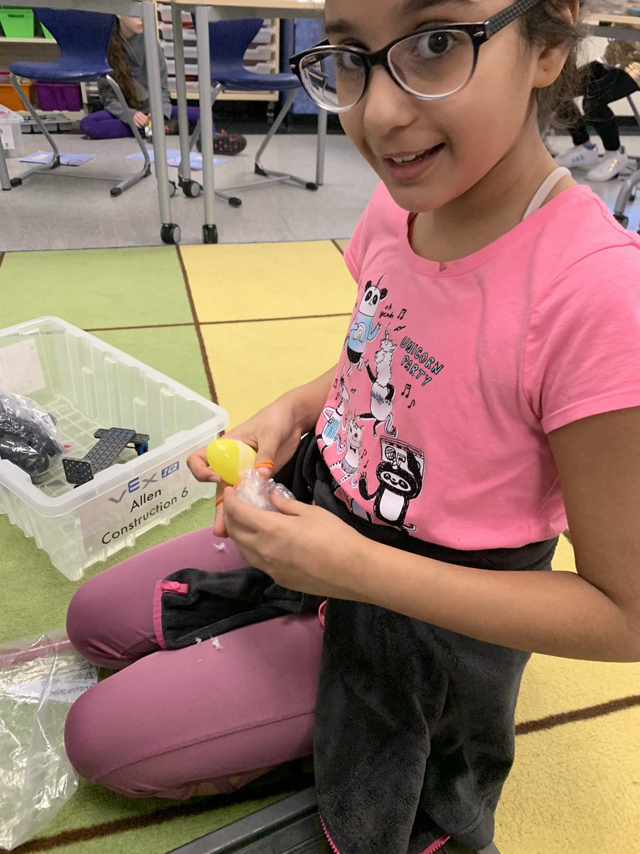 Students @a2_allen have been learning about energy and collisions. They are now taking their expertise and designing a model that uses a restraint system to protect an egg in a vehicle crash! #WeAreA2Allen @A2schools @PLTWorg #Engineering