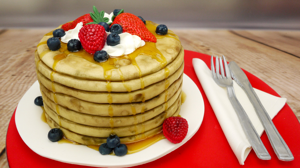 CakeCraft_TV's tweet photo. We love a stack! particularly with edible plate, cutlery and napkin 😲#pancakescake #wonderfulcakes https://t.co/WK5rM2fPg1