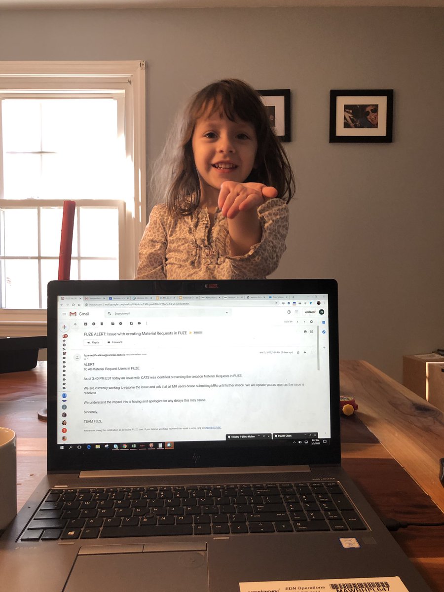 nancy_p_1015's tweet image. It’s Murphy’s law that when you are on a work call your kid will talk loudly right next to you . 
Yay for water main breaks closing daycare. 
She is so cute though 🥰
#sweetp #magictricks #momlife #verizonscutestpm