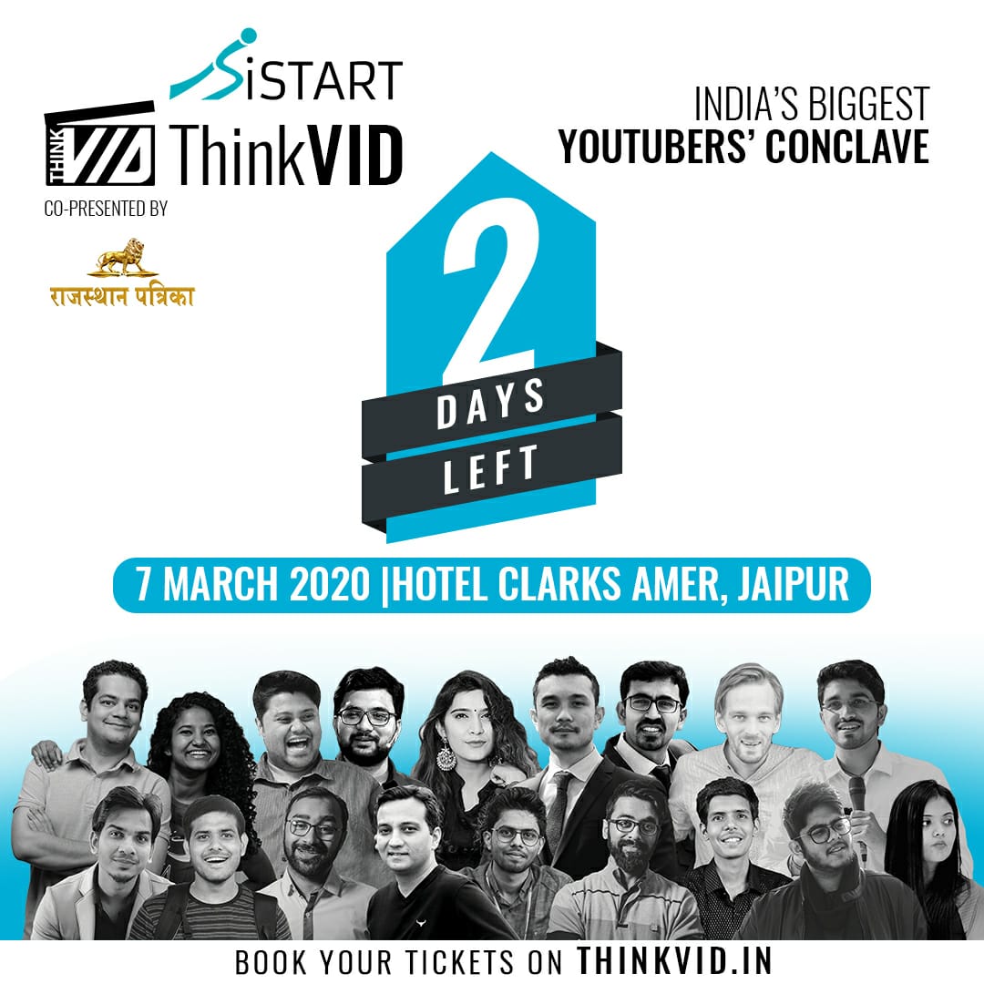 rishsamjain's tweet photo. ThinkVid 2020 

20+ Brands | 150+ YouTubers | 15 Speakers | 75+ Startups 

Register now at www.thinkVid in
@istartrajasthan
@ThinkVid2020
#ThinkVid #Thinkvid2020 https://t.co/aJuXJCRasu