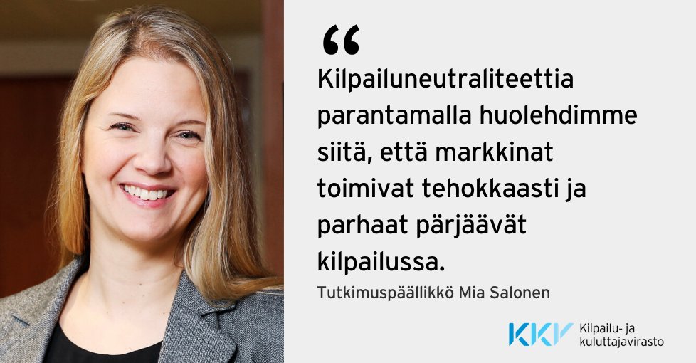 KKV valvoo myös julkisen sektorin markkinoilla harjoittamaa taloudellista toimintaa. Tutkimuspäällikkömme <a href="/miaksalonen/">mia salonen</a> kertoo #kilpailuneutraliteetti'valvonnasta: kkv.fi/ajankohtaista/…

#kilpailulaki