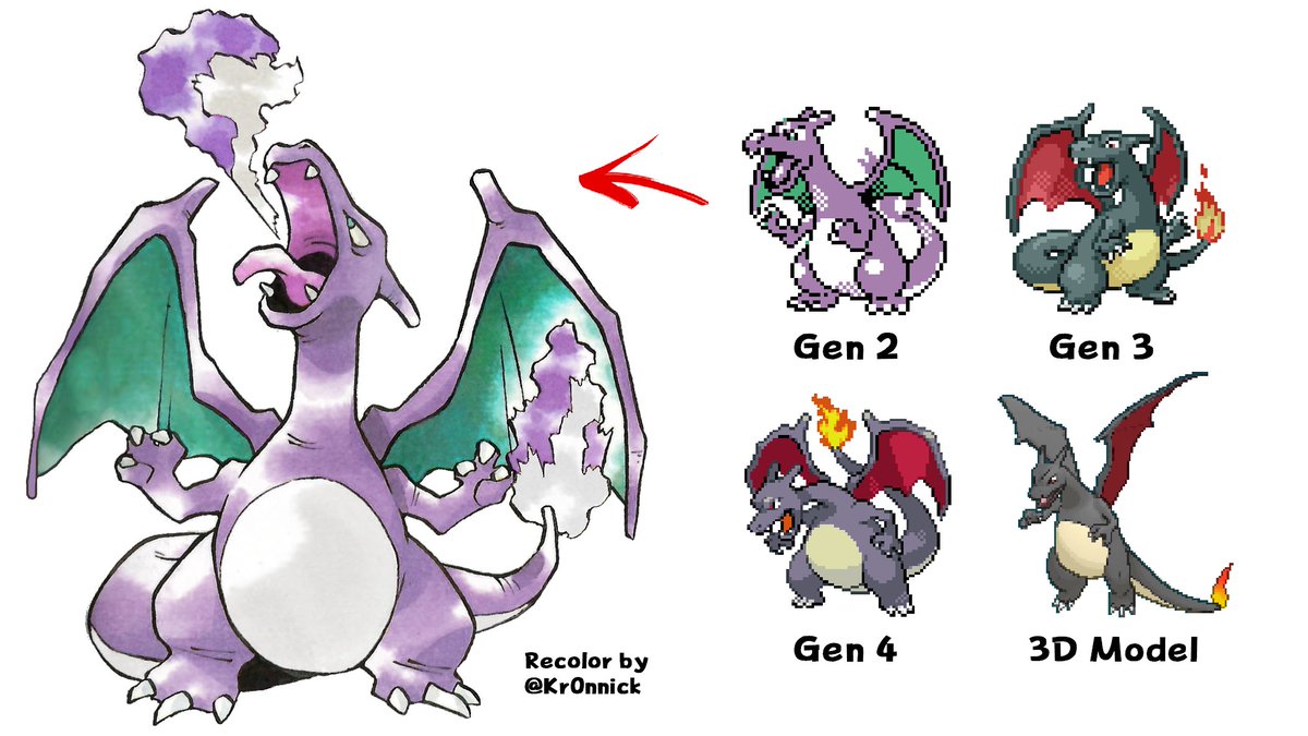 Dr Lava S Lost Pokemon Lost Shiny Purple Charizard Shiny Pokemon Didn T Exist Yet In Gen 1 They Were First Introduced In Gen 2 Originally Shiny Charizard Was Purple With