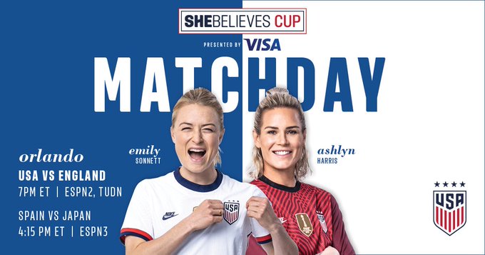 ORLPride's tweet image. It&apos;s SheBelievesCup Gameday from Exploria Stadium!

🎟 orlan.do/3bNnNgT
🆚 Japan v Spain
⌚️ 4:15 pm ET
🆚 USA v England 
⌚️ 7:00 pm ET