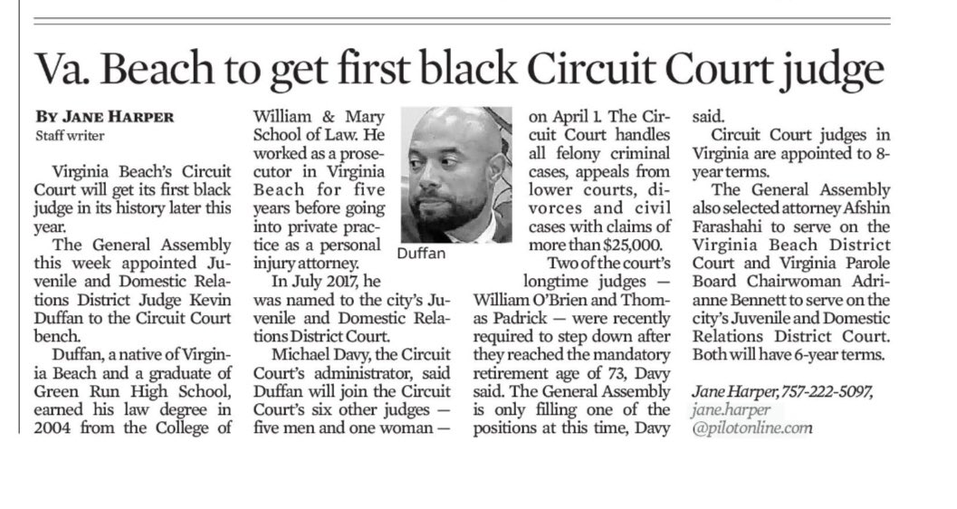 GRHS_Stallions's tweet photo. So much #StallionPride for Green Run alumni Judge Kevin Duffan as he gets appointed as the first black Circuit Court judge in Virginia Beach history! Congratulations! @ChrisJacobsGRHS https://t.co/itohHq4z5E