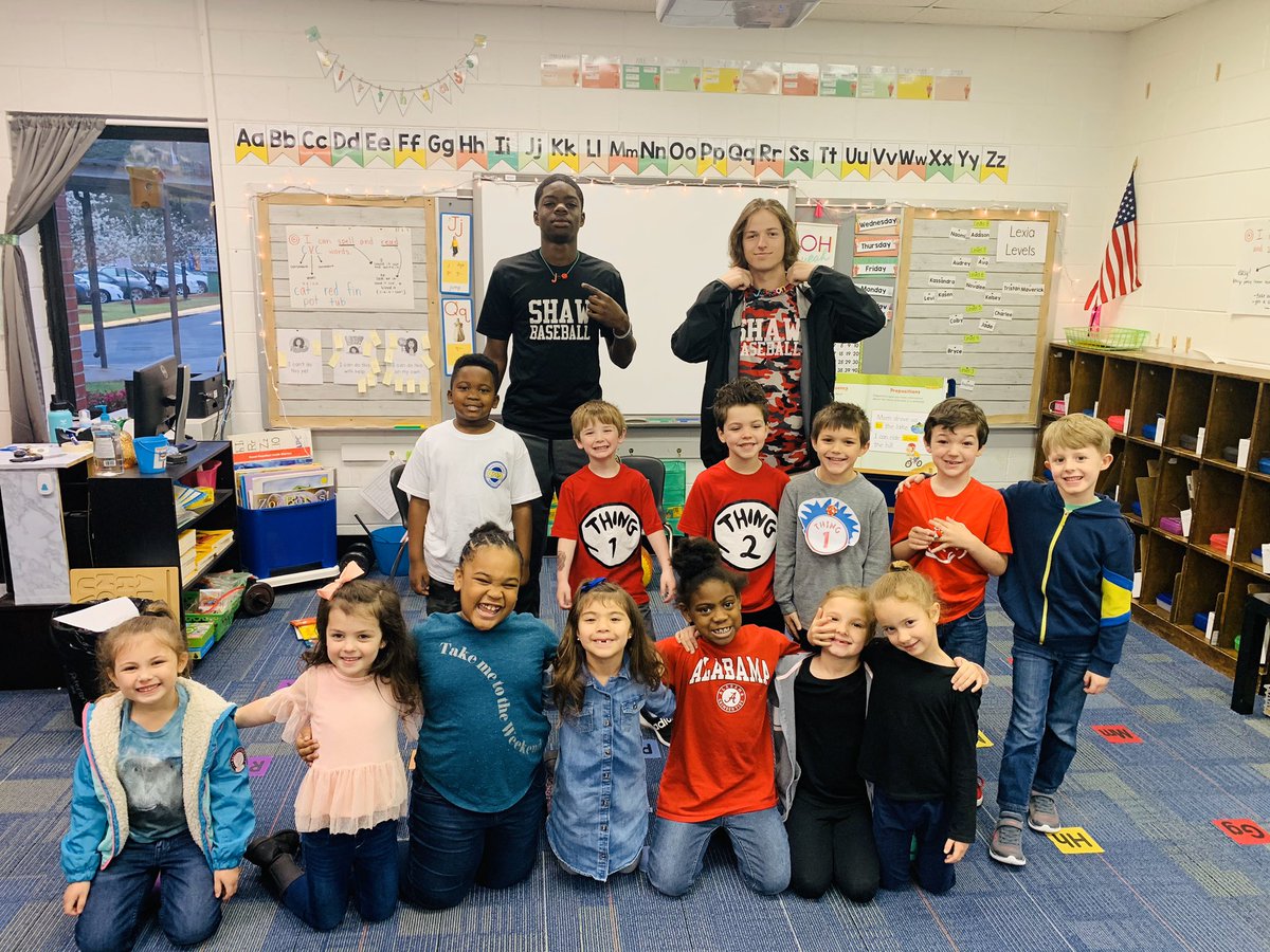 GboutShack's tweet photo. Thank you to Josiah and Jackson from  Shaw High School for coming to read with us this morning! @SESLions @CoachShack10 ⚾️⚾️ https://t.co/XBnCSnqSzG